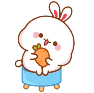 🍼 coelho, cenoura, fofo, animal, kawaii, desenho animado telegram sticker