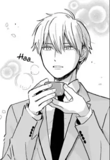 ☺️ Haa... Manga, Anime, Hombre, Té, Bebida, Formal telegram sticker