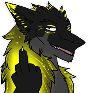 👍 Furry, Dito medio, Gesto offensivo, Lupo cartone animato whatsapp sticker