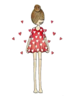 ❣ bambola, cuori, vestito, carino, illustrazione, amore, ragazza telegram sticker