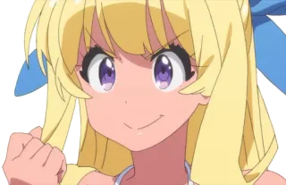 😀 anime, girl, blonde, cute, cartoon, cheerful, smiling telegram sticker