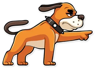 😠 犬, 指差し, 動物, 漫画, 茶色, 首輪, キャラクター telegram sticker