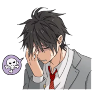 😑 anime, manga, skull, cartoon, tired, exhausted telegram sticker