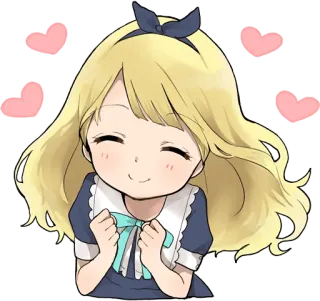 ☺️ Dziewczyna anime, Słodkie, Kreskówka, Blondynka, Serca, Chibi, Dziewczyna whatsapp sticker