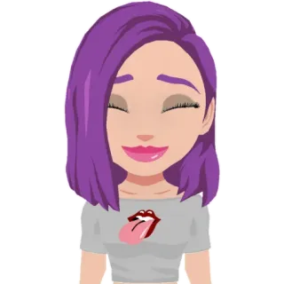 😌 hoạt hình, phụ nữ, tóc tím, chân dung, avatar telegram sticker