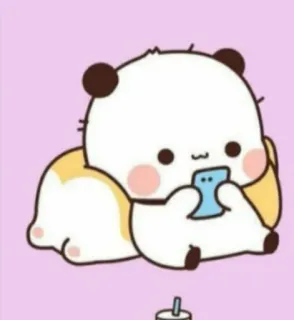 🌟 Panda, Lindo, Animal, Dibujo animado, Kawaii, Oso, Teléfono, Tumbado telegram sticker