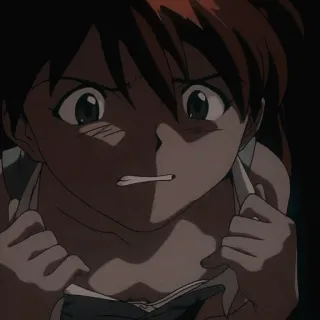 😒 Asuka Langley Sohryu Neon Genesis Evangelion anime, character, angry, fighting, evangelion, japanese telegram sticker