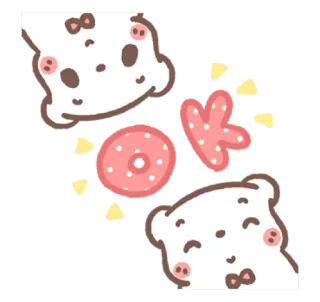 👌 Oko kawaii, mignon, autocollant, ours, donuts telegram sticker