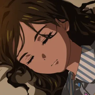🥚 アニメ, 女の子, 睡眠, ブルネット, イラスト telegram sticker