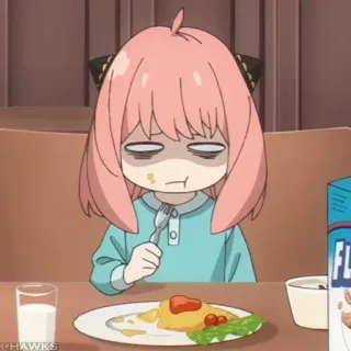 🍥 Anya Forger Spy x Family Anime, Personnage, Mignon, Drôle, Petit-déjeuner, Spy x Family, Anya, Forger telegram sticker