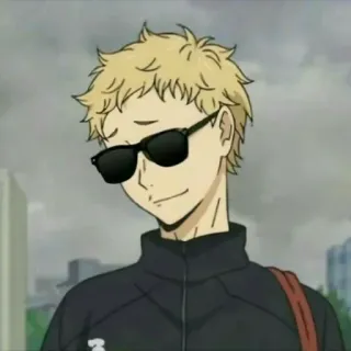😎 Kei Tsukishima Haikyuu!! Anime, Haikyuu, Tsukishima Kei, Kei Tsukishima, Óculos, Cabelo loiro telegram sticker