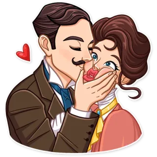 😙 Paar, Liebe, Kuss, Vintage, Romantik, Zuneigung whatsapp sticker