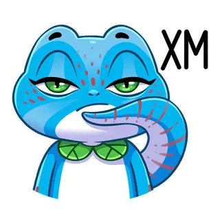 🤔 XM lucertola, cartone animato, adesivo, animale, blu, occhi whatsapp sticker