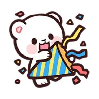 🎉 niedźwiedź, słodki, święto, impreza, konfetti, kreskówka telegram sticker
