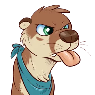 😐 loutre, dessin animé, animal, expression, bandana whatsapp sticker