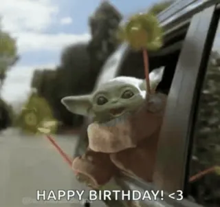 🎊 Baby Yoda The Mandalorian HAPPY BIRTHDAY! <3 день рождения, малыш йода, мандалорец, звездные войны, с днем рождения telegram sticker
