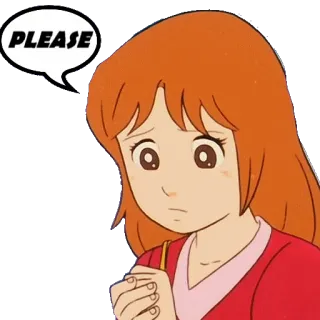 🙏 PLEASE anime, girl, pleading, request, begging, cute, cartoon telegram sticker