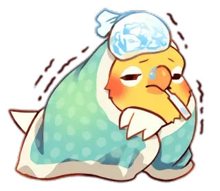 🤒 doente, constipação, gripe, doença, febre, desenho animado, personagem telegram sticker