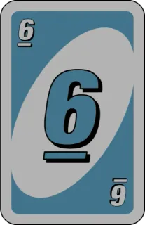 💙 uno, card game, number, six, game whatsapp sticker
