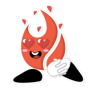 🥰 feu, dessin animé, coeurs, kawaii, mignon, amour, flamme telegram sticker