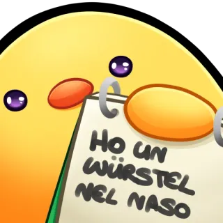 🐤 Ho un würstel nel naso Dibujo animado, Gracioso, Humor, Salchicha, Nariz, Texto, Mono whatsapp sticker