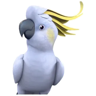 🦜 鸟, 鹦鹉, 凤头鹦鹉, 白色, 黄色 telegram sticker
