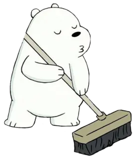 😙 Ice Bear We Bare Bears Desenho animado, Urso de gelo, Urso polar, Ursos sem curso, Limpeza, Vassoura telegram sticker