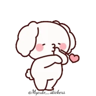 🐶 cartoon, dog, kiss, cute, heart whatsapp sticker