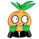 😨 oignon, emoji, dessin animé, légume, personnage, effrayé whatsapp sticker