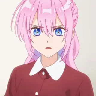 🍧 Anime, Manga, Pinke Haare, Cartoon, Blaue Augen, Frau telegram sticker