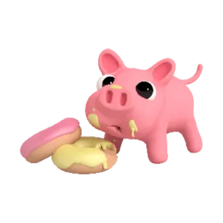 🍩 cochon, donut, nourriture, sucré, animal telegram sticker