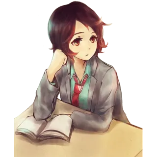 🤔 Ragazza anime, Ufficio, Cartone animato, Donna, Studente, Studio telegram sticker