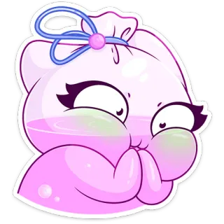 🤢 lindo, kawaii, bolso, agua, dibujos animados, rosa whatsapp sticker