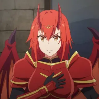 😠 anime, demon, girl, red hair, horns, wings telegram sticker