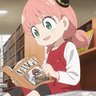 📄 Anya Forger Spy x Family MANGA Anime, Manga, Ragazza, Lettura, Spy x Family, Anya Forger telegram sticker