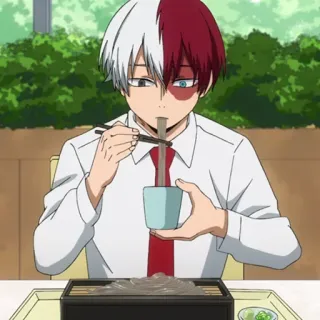 🍜 Shoto Todoroki My Hero Academia Аниме, Персонаж, Еда, Лапша, Шото Тодороки, Моя геройская академия whatsapp sticker