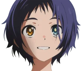😁 Ai Ohto Wonder Egg Priority Anime, Porträt, Mädchen, Heterochromie, Lächeln telegram sticker