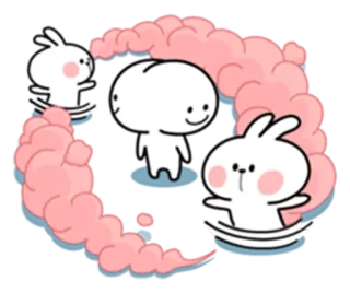 🏃 мультфильм, персонажи, милые, кролики, облака telegram sticker