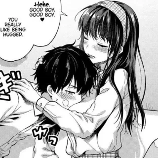 ❤️ YOU REALLY LIKE BEING HUGGED. Hehe. GOOD BOY, GOOD BOY. アニメ, マンガ, ハグ, 愛情, かわいい, ロマンス telegram sticker