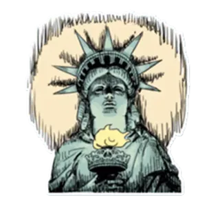 🗽 Statue de la Liberté, couronne, torche, illustration telegram sticker