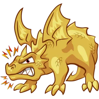 👿 drago, arrabbiato, cartone animato, mostro, creatura mitologica, oro, fantasy whatsapp sticker