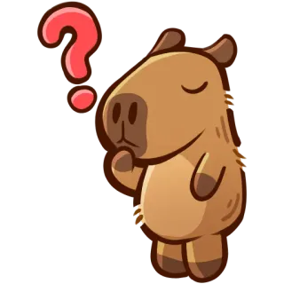 🤔 카피바라, 동물, 생각, 질문, 귀여운, 스티커 telegram sticker