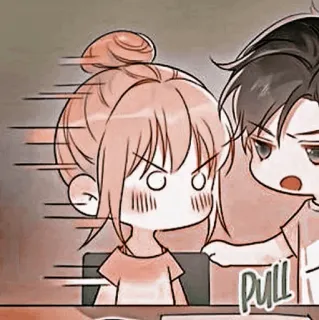 🦔 PULL Kreskówka, Anime, Zły, Zawstydzony, Para telegram sticker