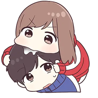 ❤️ anime, chibi, cartoon, cute, couple, hug whatsapp sticker