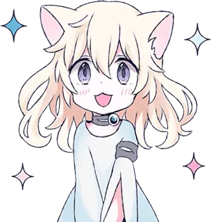 😃 Anime, Katzenmädchen, Kawaii, Süß telegram sticker