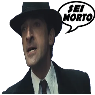 💀 SEI MORTO homem, chapéu, balão de fala, italiano, expressão telegram sticker