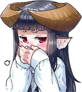 😳 Anime, Ragazza, Corna, Pianto, Emozionale, Illustrazione telegram sticker