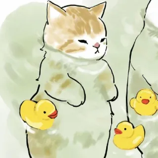 😀 gatto, gattino, paperella di gomma, carino, animale, giocattolo, illustrazione telegram sticker