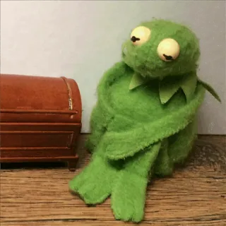 🐸 Kermit Kermit o Sapo, fantoche, Muppet, verde, triste, sentado whatsapp sticker