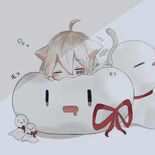 🥱 zzz animé, endormi, oreilles de chat, mignon, nuage, kawaii, sommeil telegram sticker